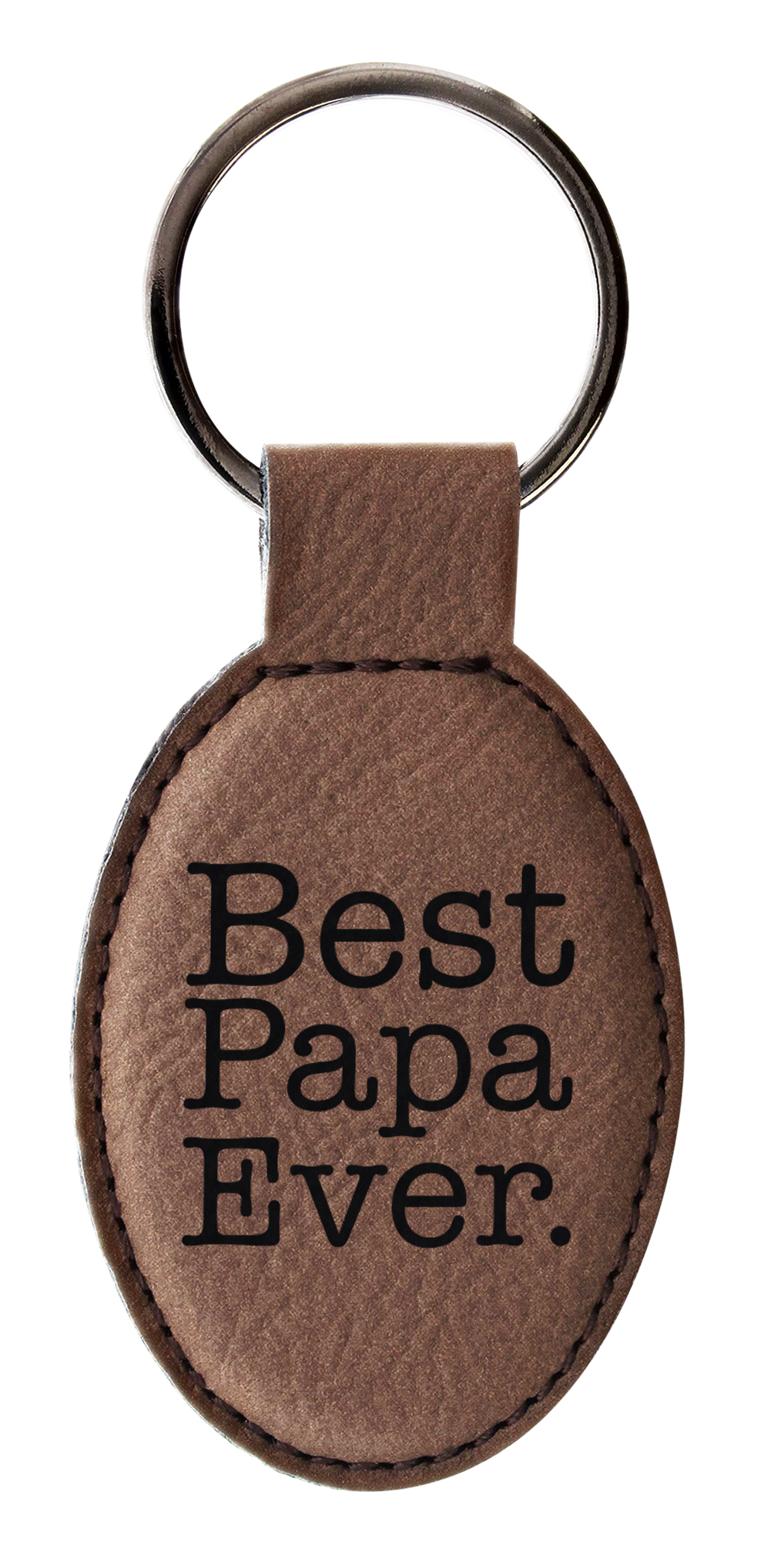 ThisWear for Papa Best Papa Ever Leather Bottle Opener Keychain Key Tag Brown 