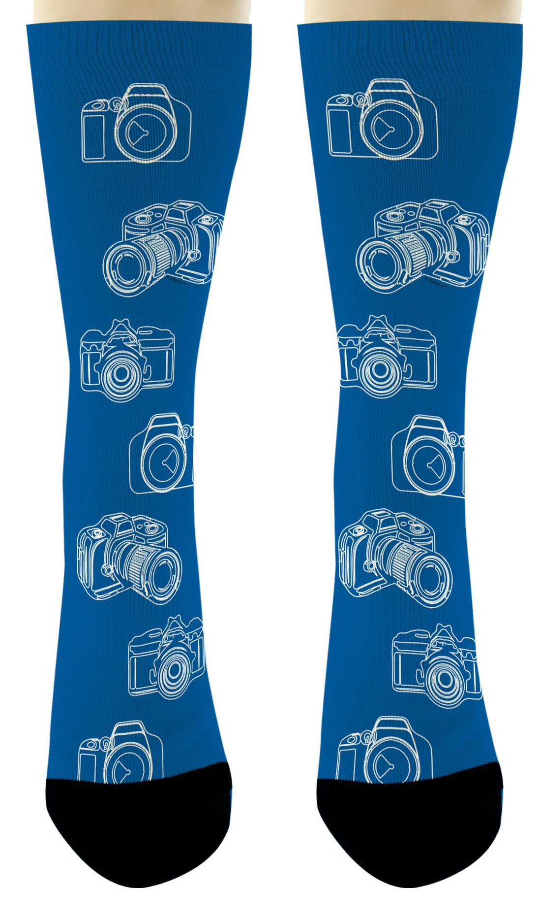 Photographer Gifts Camera Socks Blue & White Sketch Camera Novelty Crew Socks eBay