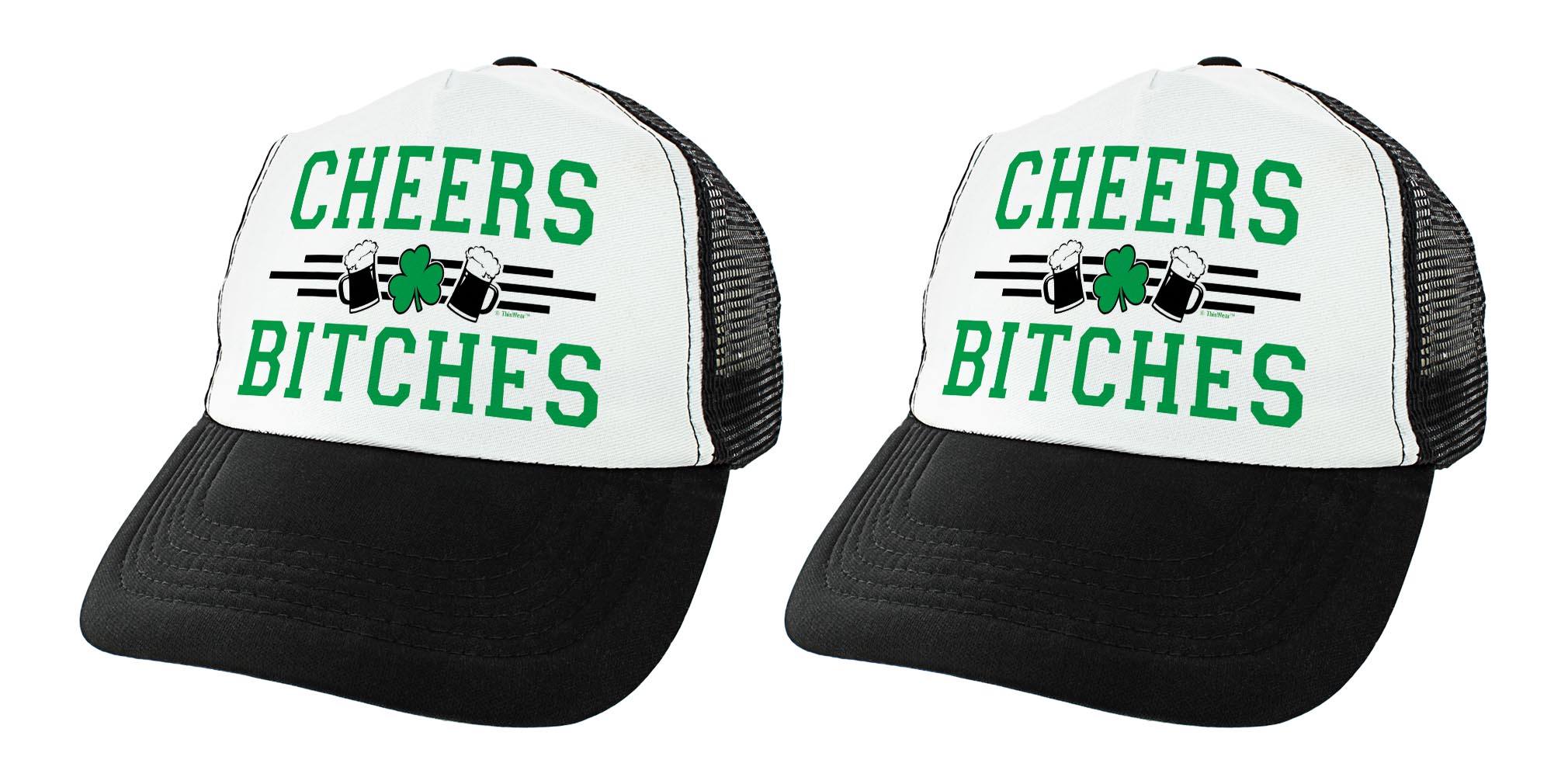 Funny St Patricks Day Hat Cheers B-tches Shamrock Gifts Green Clover Trucker Hat 
